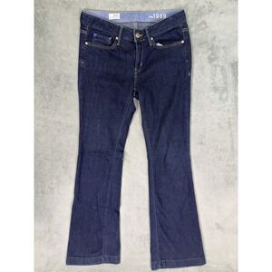 Gap Jeans Womens 6/28 Long & Lean Blue Dark Wash Mid Rise Flare 1969 Stretch